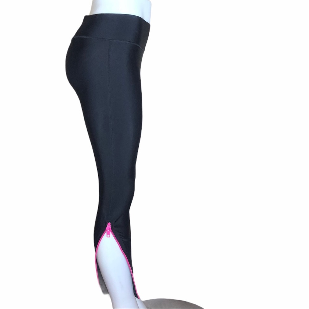 NWT Terez Pink Zipper Black Leggings Size M - Picture 4 of 13